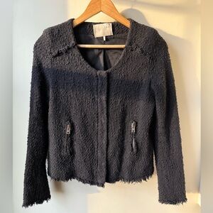 IRO Agneta Zip Jacket Tweed Goth‎ Grunge Boucle Textured Contemporary Black M
